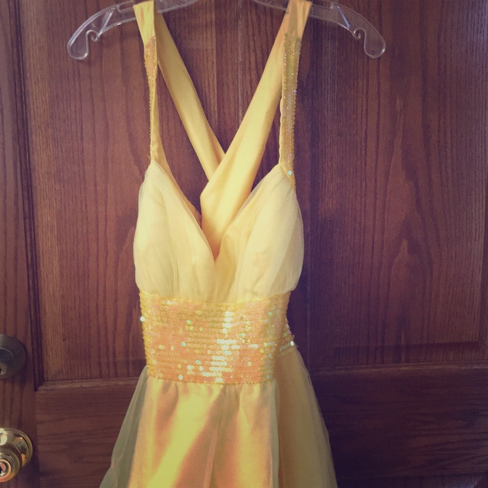 Josh & Jazz Yellow Halter Formal Gown